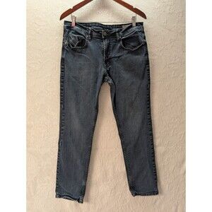 Buffalo David Bitton Jeans Mens 34x32 Straight Stretch Branded Studs Buttons